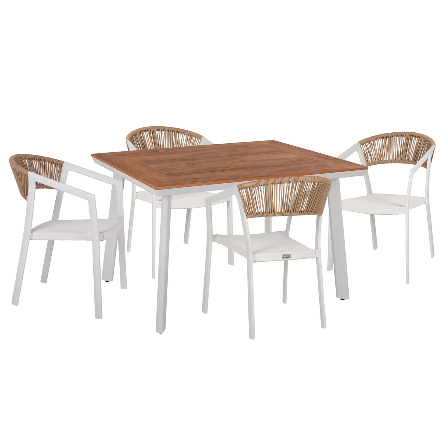 DINING SET 5 PCS TABER CHAIRS & TABLE ALUM. POLYWOOD WHITE
