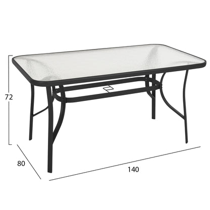 5-PIECE DINING SET BRUNO METAL & TEXTILENE BLACK
