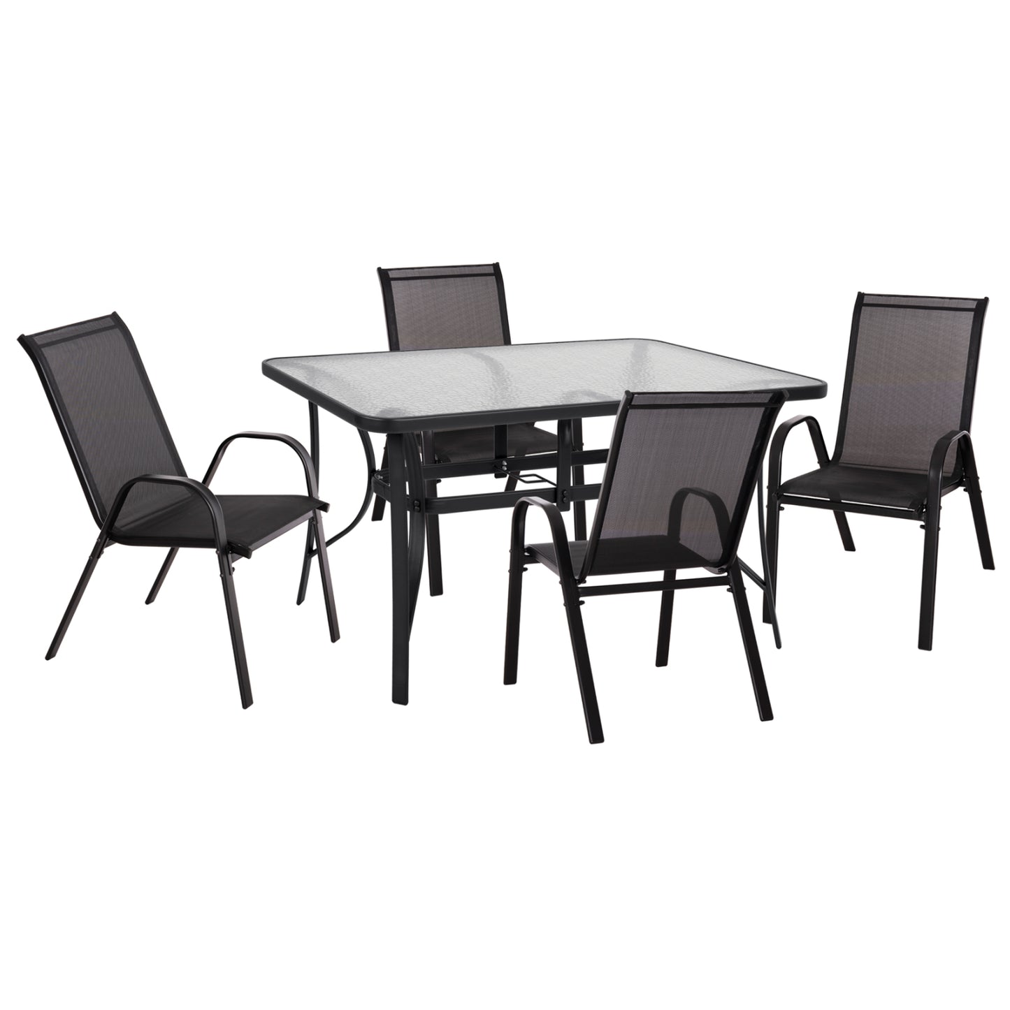 5-PIECE DINING SET BRUNO METAL & TEXTILENE BLACK