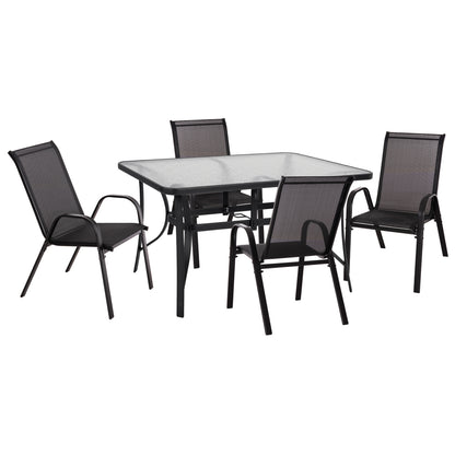 5-PIECE DINING SET BRUNO METAL & TEXTILENE BLACK