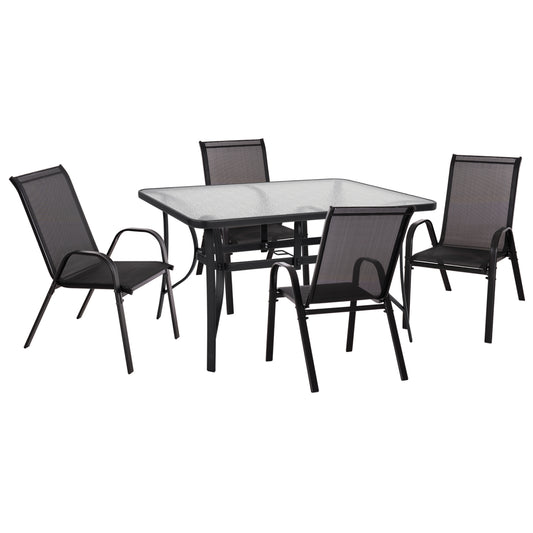 5-PIECE DINING SET BRUNO METAL & TEXTILENE BLACK