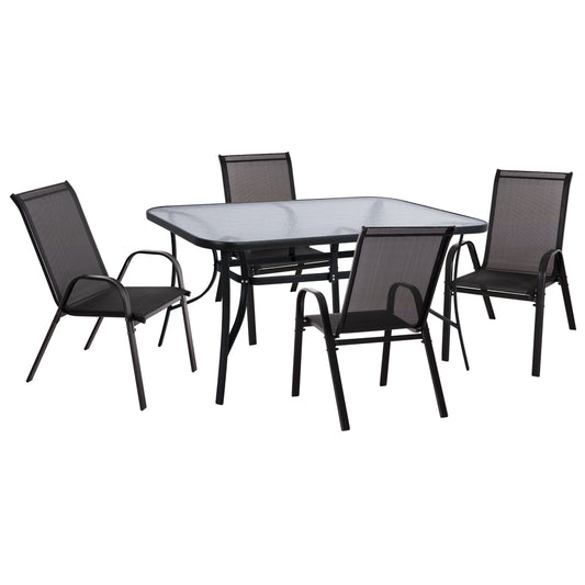 5 PCS DINING SET BRUNO BLACK METAL & TEXTILENE