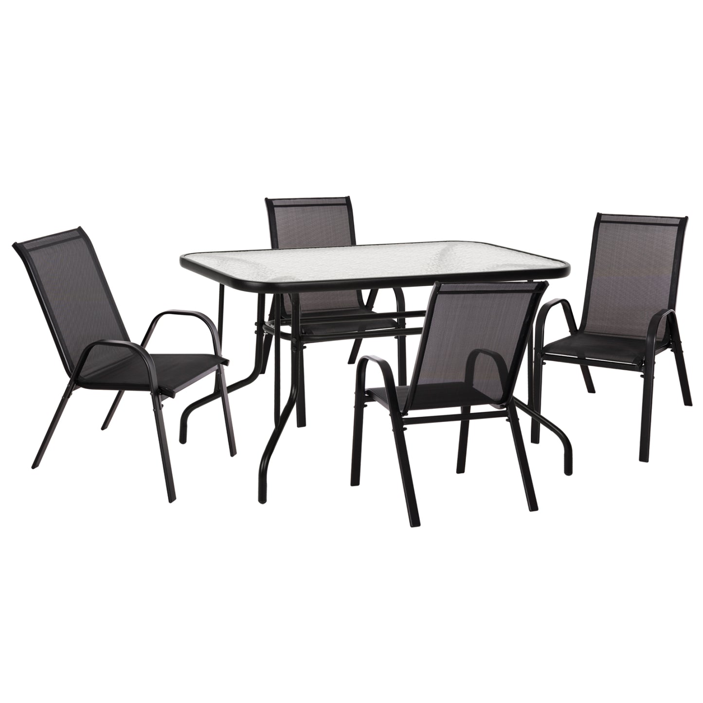 5 PCS DINING SET ADAM TABLE 120x70cm & 4 ARMCHAIRS BLACK