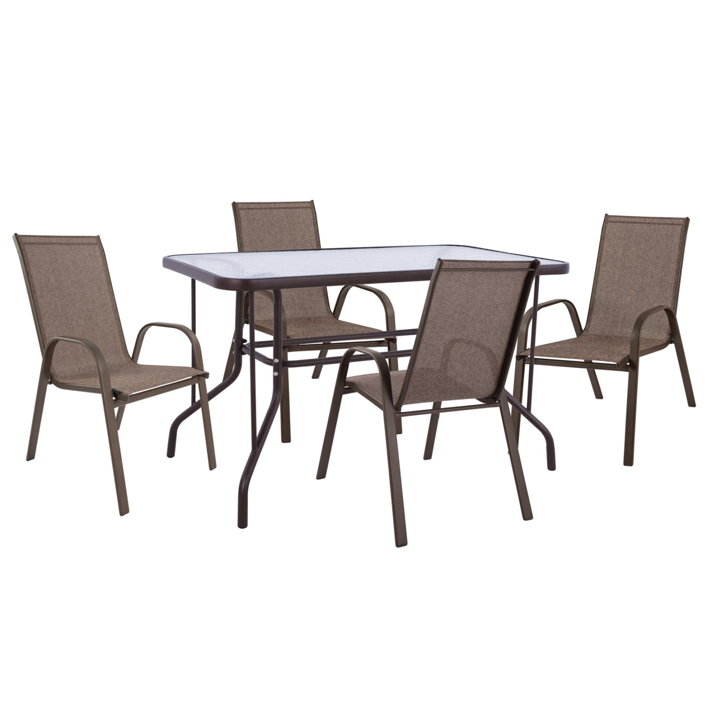 DINING SET 5 PCS ADAM TABLE 110x60cm & 4 ARMCHAIRS BROWN