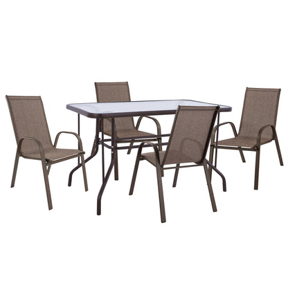 DINING SET 5 PCS ADAM TABLE 110x60cm & 4 ARMCHAIRS BROWN