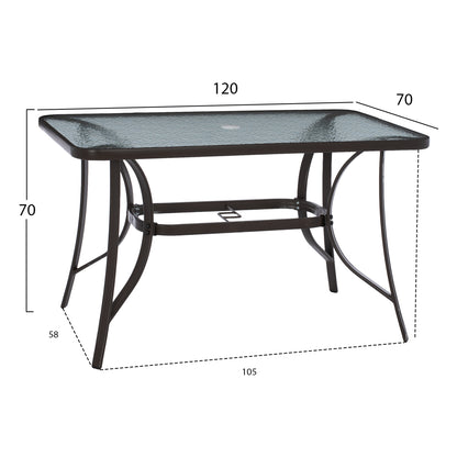 5-PC DINING SET BRAVO TABLE & 4 CHAIRS 120x70cm BROWN