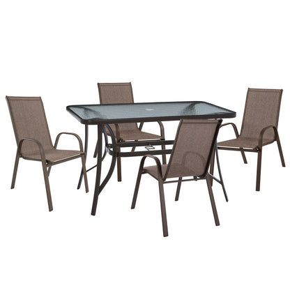 5-PC DINING SET BRAVO TABLE & 4 CHAIRS 120x70cm BROWN