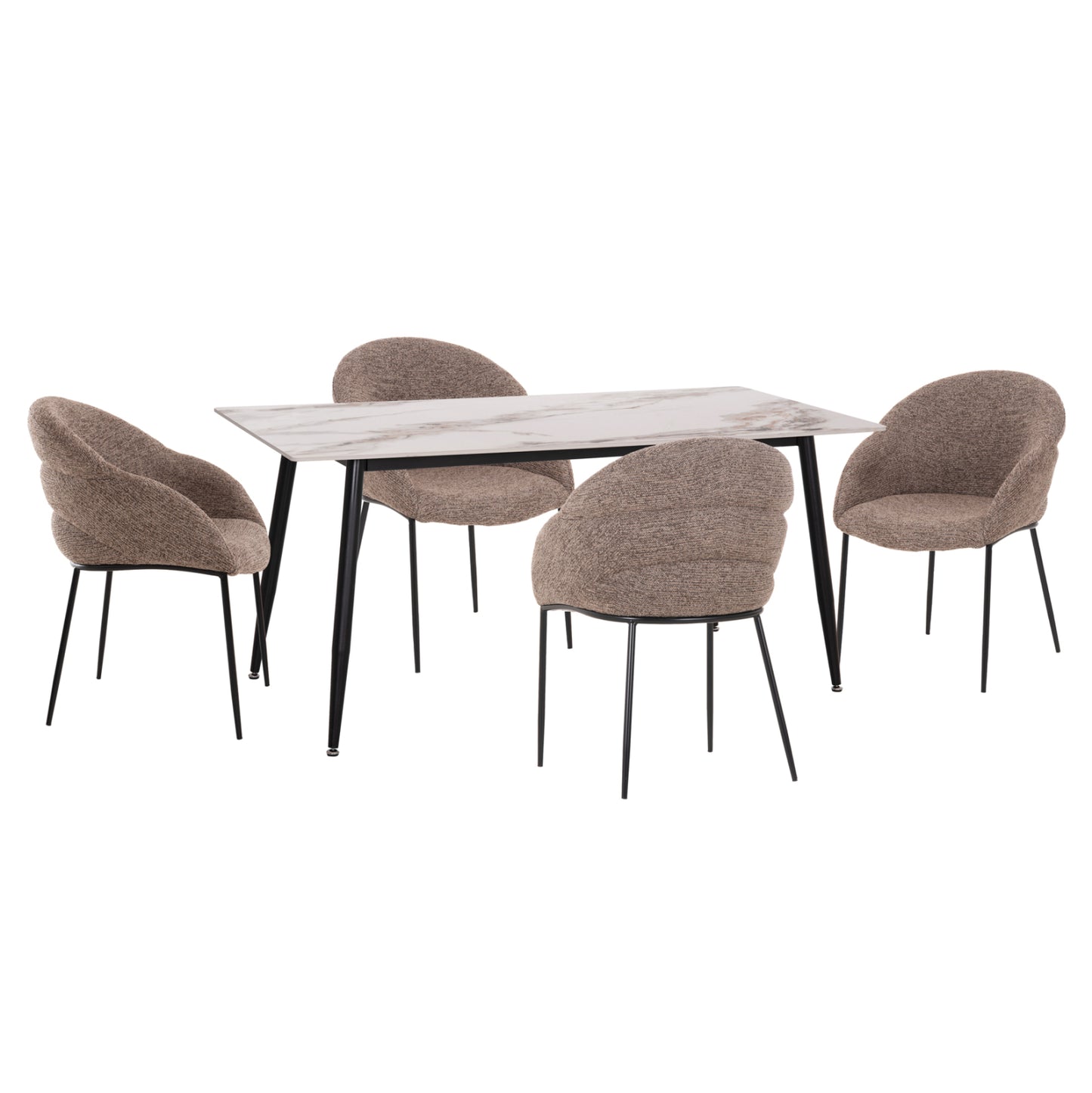 ΣΕΤ ΤΡΑΠΕΖΑΡΙΑΣ 5 ΤΜΧ DRENNY ΚΕΡΑΜΙΚΟ TOP ΥΦΑΣΜΑ TAUPE & ΜΕΤΑΛ. ΠΟΔΙΑ