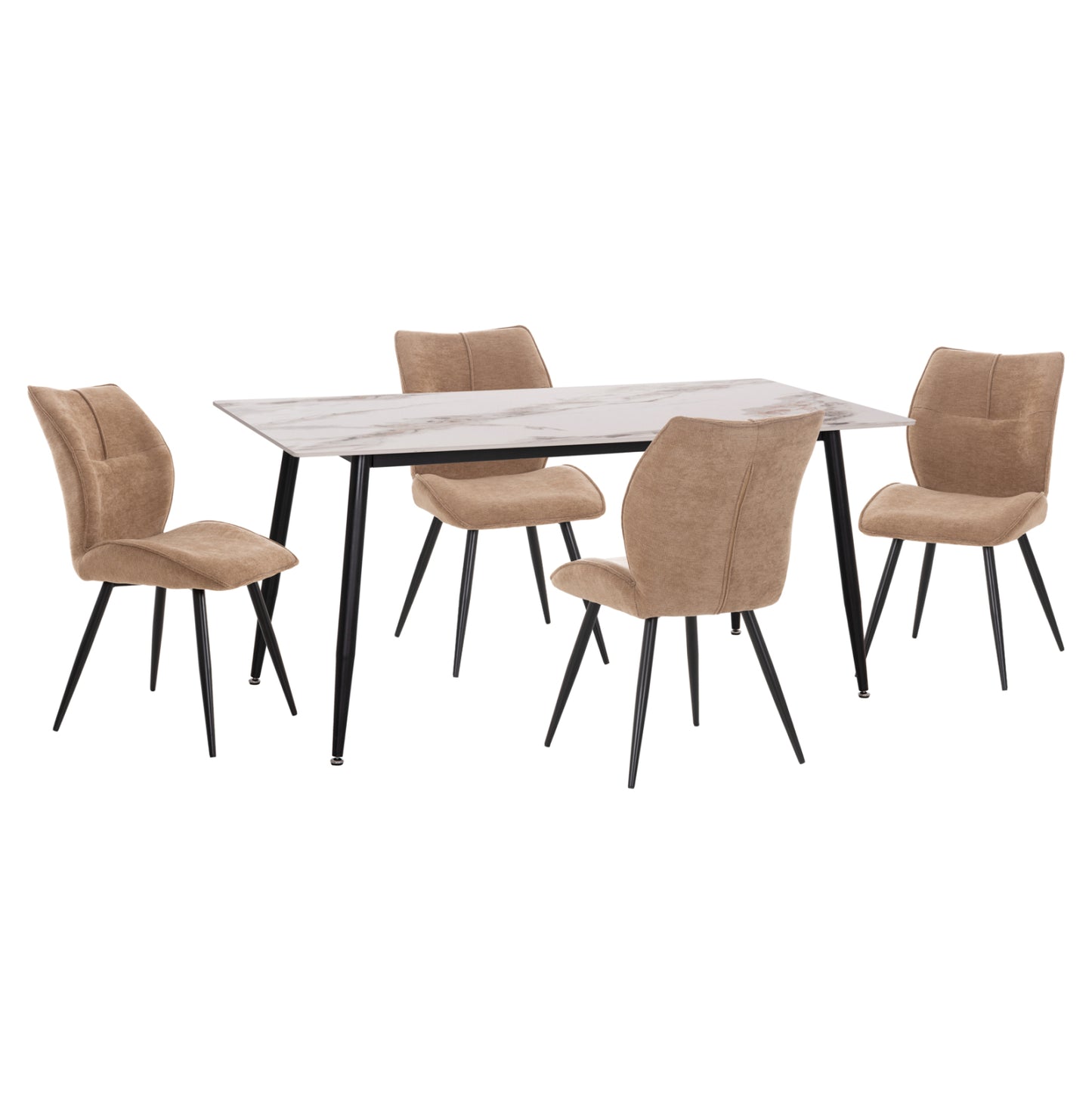 ΣΕΤ ΤΡΑΠΕΖΑΡΙΑΣ 5 ΤΜΧ GAFF ΚΕΡΑΜΙΚΟ TOP ΥΦΑΣΜΑ TAUPE & ΜΕΤΑΛ. ΠΟΔΙΑ ΜΑΥΡΑ