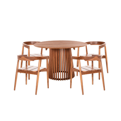 5PC DINING SET ADONIS ROUND TABLE Φ120cm & 4 CHAIRS