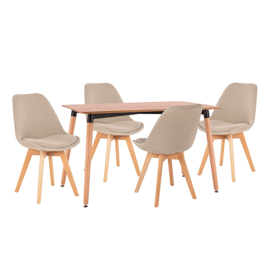 ΣΕΤ ΤΡΑΠΕΖΑΡΙΑΣ 5 ΤΜΧ VEGAS MDF TOP ΣΕ ΦΥΣΙΚΟ ΥΦΑΣΜΑ ΜΠΕΖ