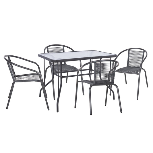 5-PIECE SWIFTER DINING SET METAL CHAIRS & TABLE 110x60cm GREY