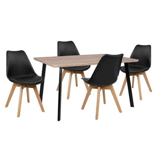 5 PC DINING SET TABLE 140x80x76 & 4 CHAIRS VEGAS