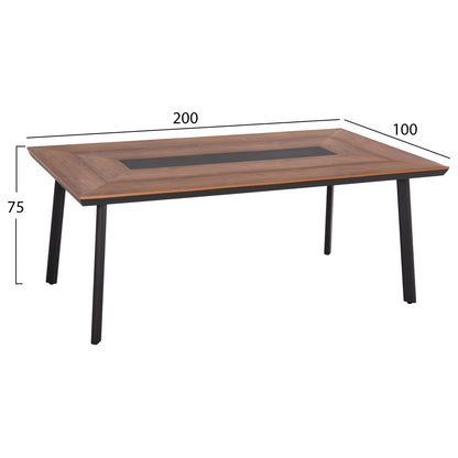 DINING SET 7 PCS SAGA ALUMINUM IN GREY POLYWOOD