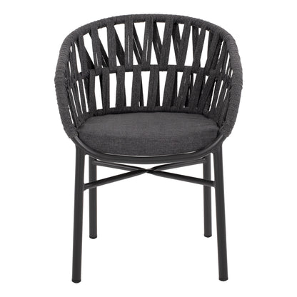 DINING SET 7 PCS TABER ALUMINUM DARK GREY POLYWOOD P.E. ROPE