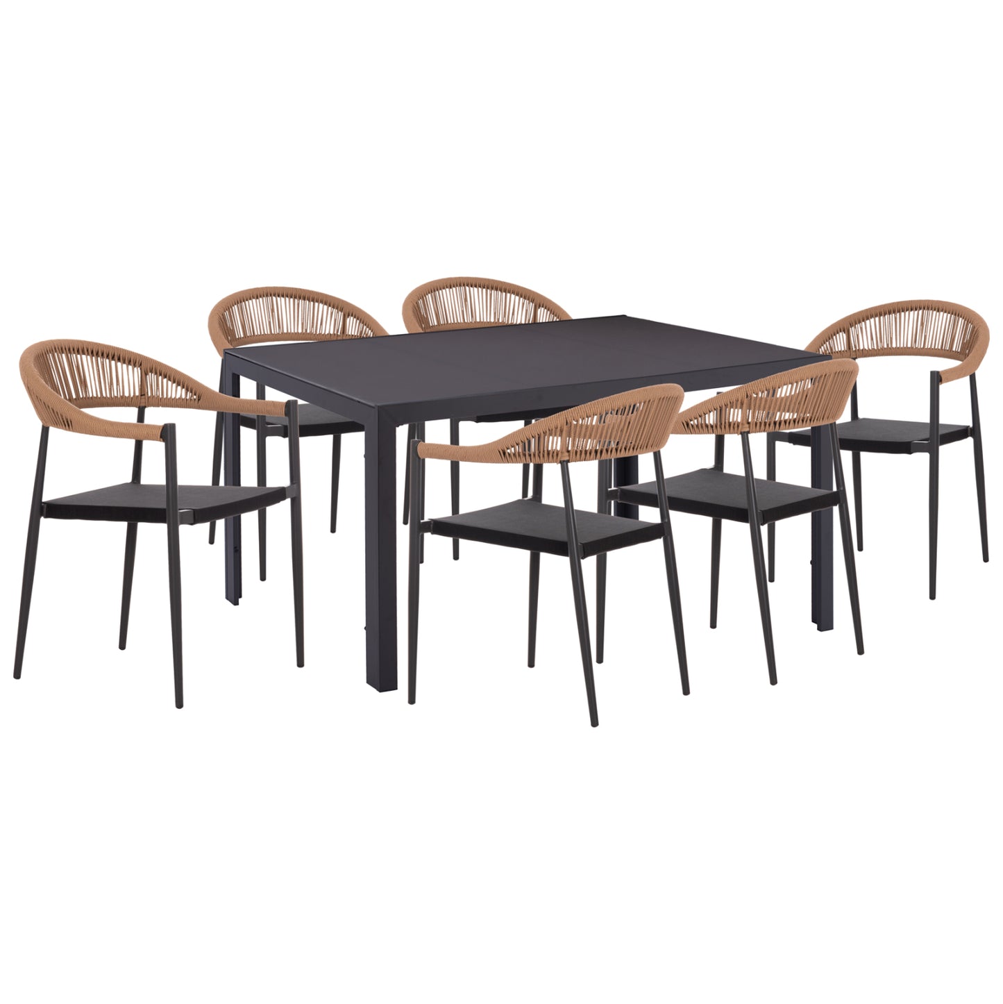 DINING SET 7 PCS BERG TABLE METAL GREY ALUMINUM CHAIRS