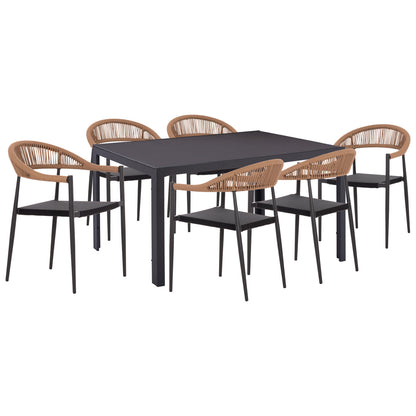 DINING SET 7 PCS BERG TABLE METAL GREY ALUMINUM CHAIRS