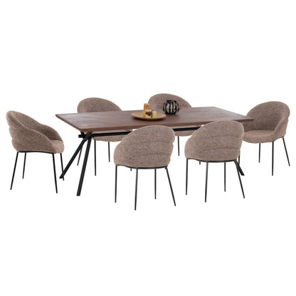 ΣΕΤ ΤΡΑΠΕΖΑΡΙΑΣ 7 ΤΜΧ MANDY MDF TOP ΥΦΑΣΜΑ TAUPE & ΜΕΤΑΛ. ΠΟΔΙΑ