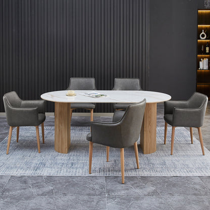 ΣΕΤ ΤΡΑΠΕΖΑΡΙΑΣ 7 ΤΜΧ MELLOW ΚΕΡΑΜΙΚΟ TOP/MDF ΠΟΔΙΑ PU ΓΚΡΙ/ΜΕΤΑΛ. ΠΟΔΙΑ