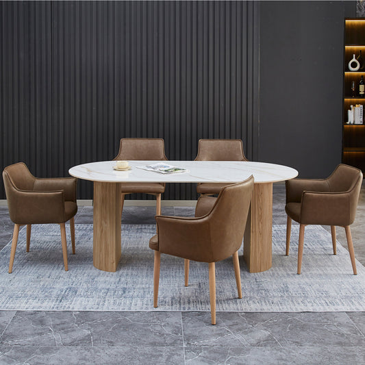 ΣΕΤ ΤΡΑΠΕΖΑΡΙΑΣ 7 ΤΜΧ MELLOW ΚΕΡΑΜΙΚΟ TOP/MDF ΠΟΔΙΑ PU ΚΑΦΕ/ΜΕΤΑΛ. ΠΟΔΙΑ