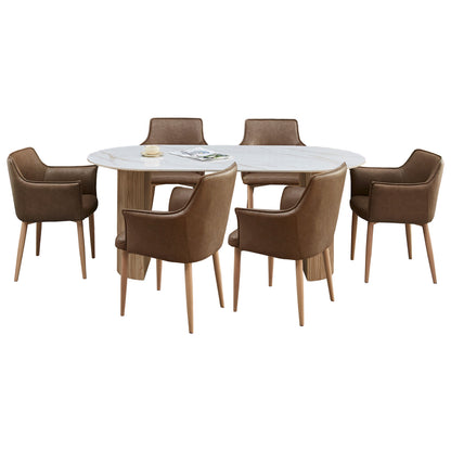 ΣΕΤ ΤΡΑΠΕΖΑΡΙΑΣ 7 ΤΜΧ MELLOW ΚΕΡΑΜΙΚΟ TOP/MDF ΠΟΔΙΑ PU ΚΑΦΕ/ΜΕΤΑΛ. ΠΟΔΙΑ
