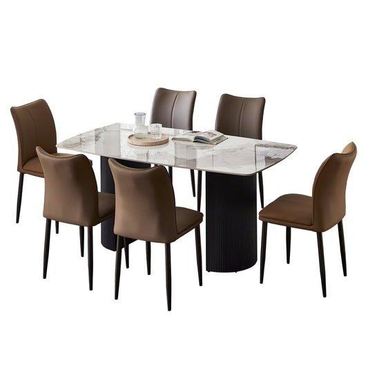 ΣΕΤ ΤΡΑΠΕΖΑΡΙΑΣ 7 ΤΜΧ MINAO ΚΕΡΑΜΙΚΟ TOP/MDF ΠΟΔΙΑ PU ΚΑΦΕ/ΜΕΤΑΛ. ΠΟΔΙΑ
