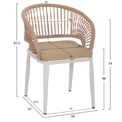 9 PC DINING SET MAGNET ALUMINUM WHITE POLYWOOD P.E. ROPE