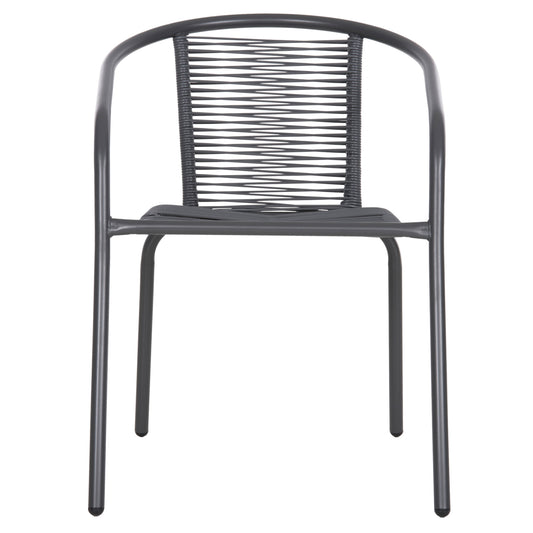 3 PC OUTDOOR DINING SET LIMA METAL & P.E. RATTAN GREY ROUND