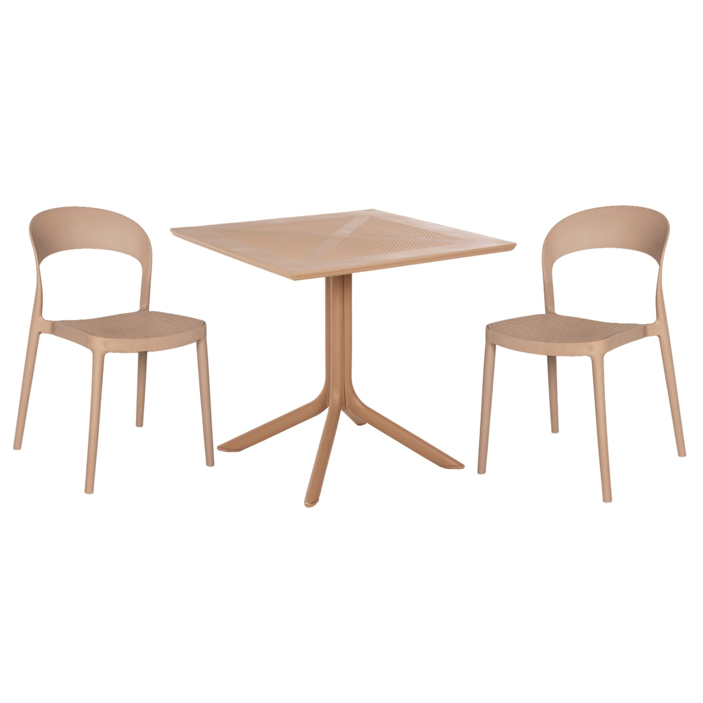 CLEO 3-PIECE OUTDOOR DINING SET POLYPROPYLENE IN CAPPUCCINO