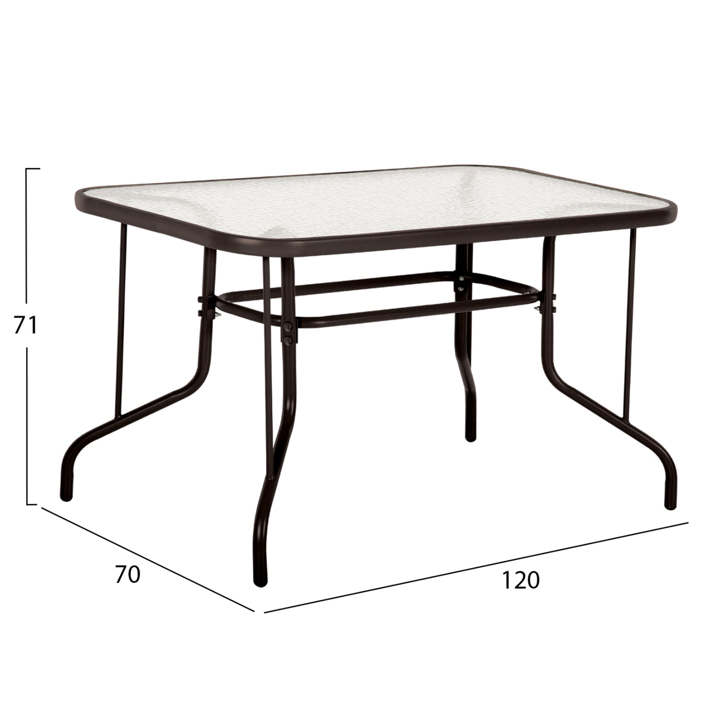 OUTDOOR DINING SET 5 PCS ADAM METAL & TEXTILENE BROWN