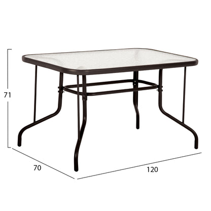 OUTDOOR DINING SET 5 PCS ADAM METAL & TEXTILENE BROWN