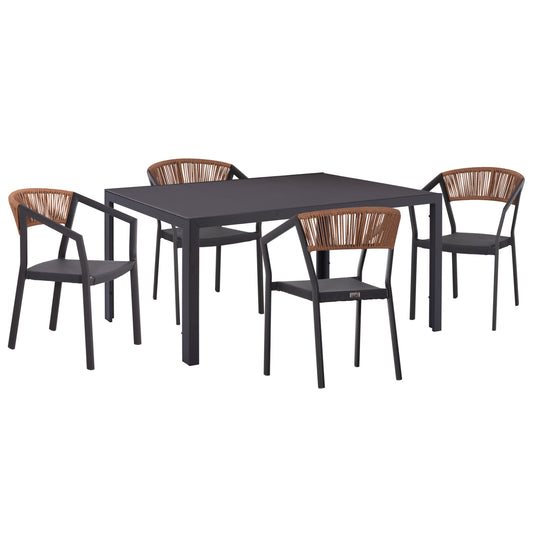 DINING SET OUTDOOR 5PCS MIRI ALUMINUM METAL TEXTILENE IN GREY