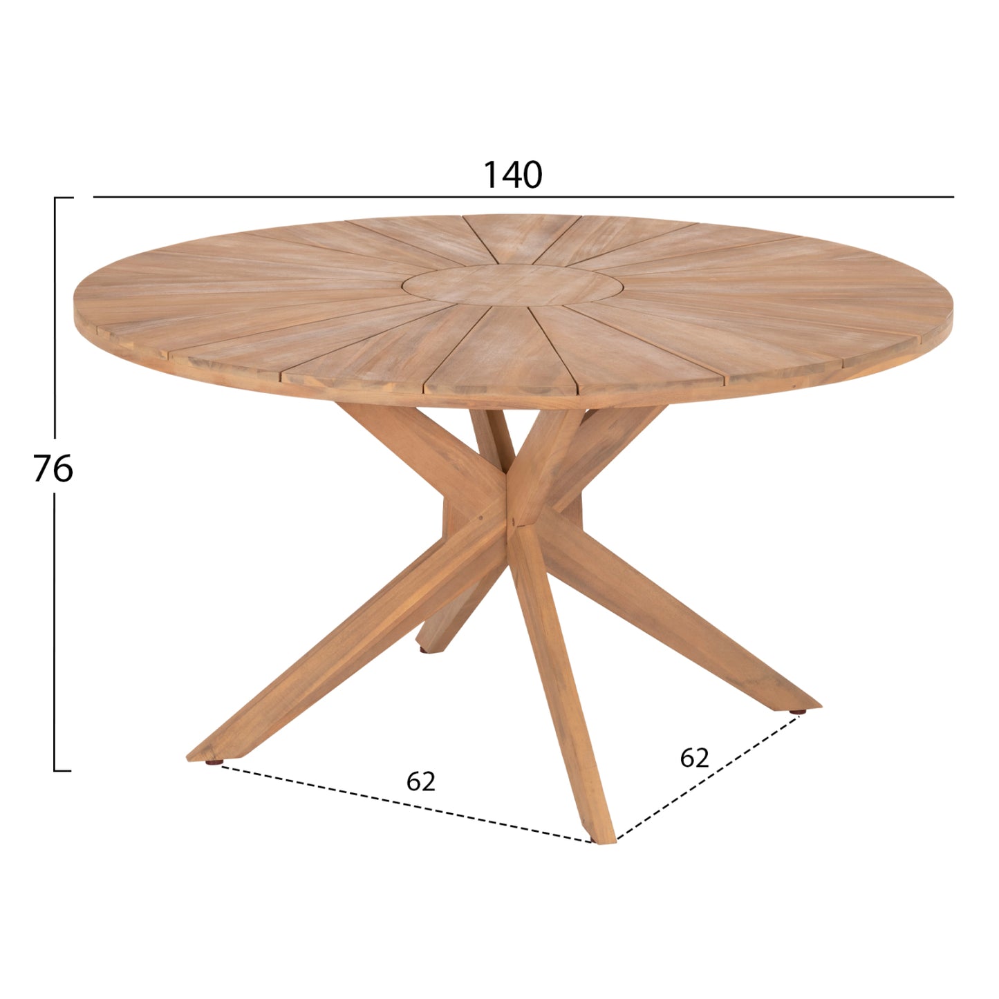 OUTDOOR DINING SET 5 PCS CORTEN ACACIA WOOD & NATURAL ROPE