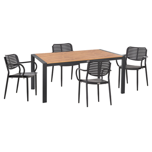 OUTDOOR DINING SET 5 PCS HILLIARD CHARCOAL ALUMINUM POLYWOOD