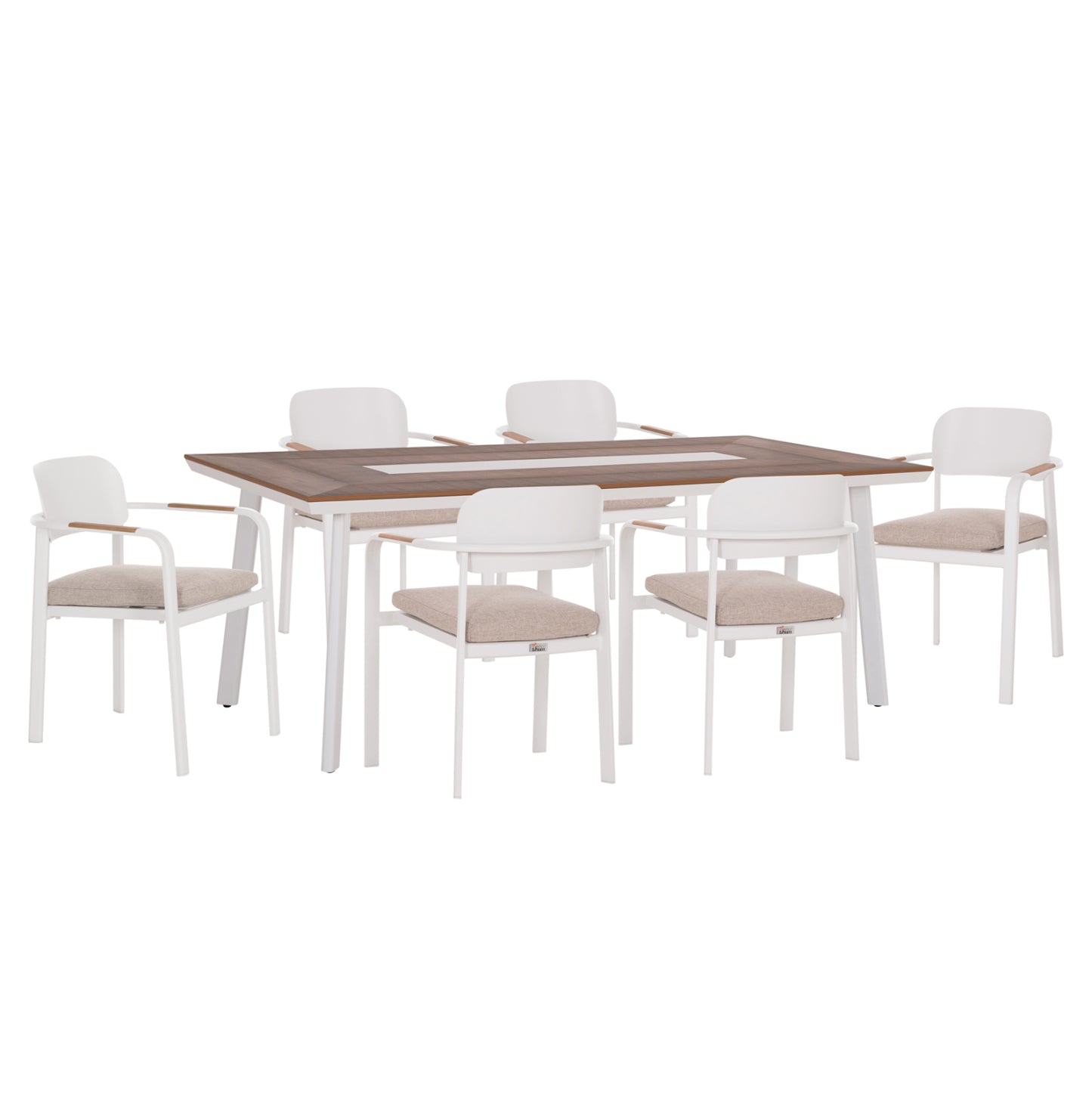 ELARA OUTDOOR DINING SET 7 PCS ALUMINUM WHITE POLYWOOD