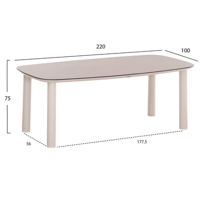OUTDOOR DINING SET 7 PCS SENTI ALUMINUM CREAM OLEFIN CUSHIONS BEIGE