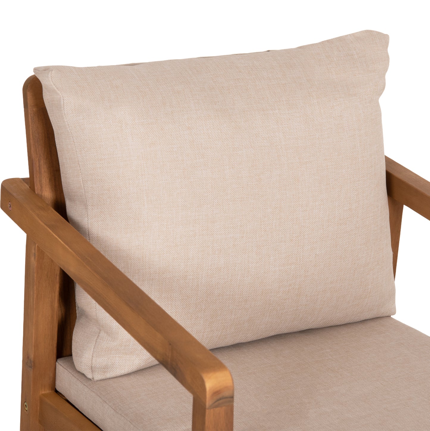 OUTDOOR DINING SET 7 PCS NOLE ACACIA WOOD NATURAL BEIGE CUSHIONS