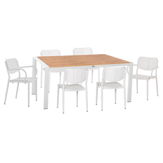 7-PIECE OUTDOOR DINING SET HILLIARD WHITE ALUMINUM POLYWOOD