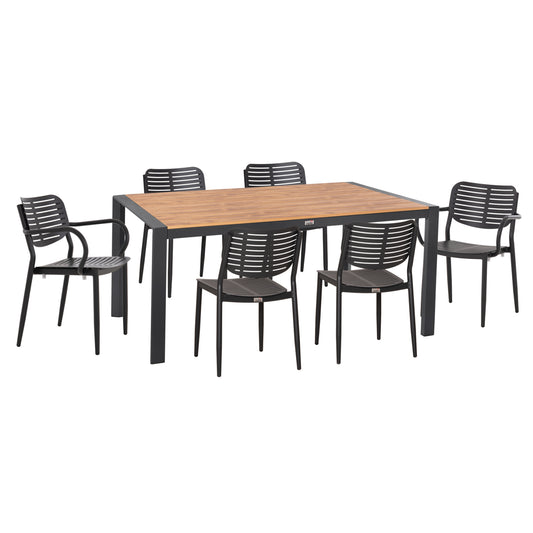 7-PIECE OUTDOOR DINING SET HILLIARD CHARCOAL ALUMINUM POLYWOOD