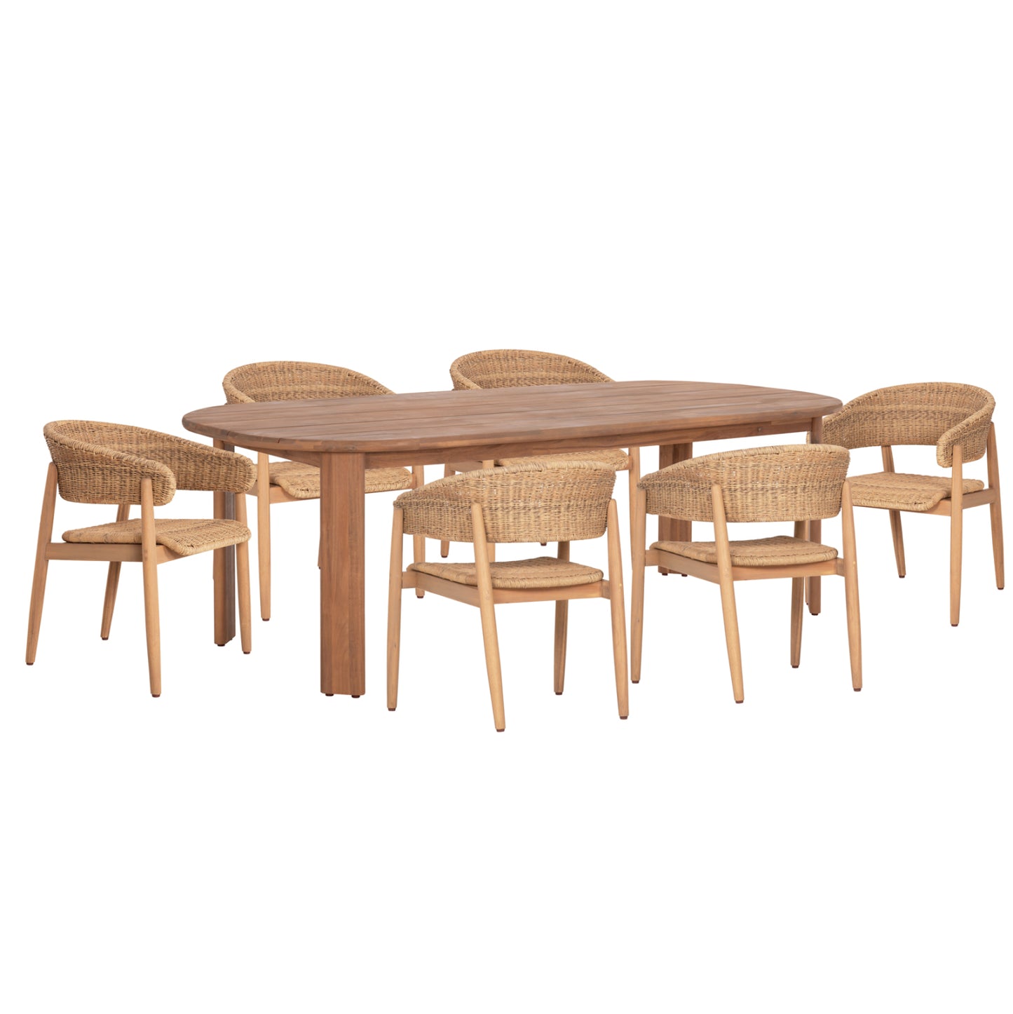 OUTDOOR DINING SET 7 PCS RAIKKO ACACIA WOOD & NATURAL ROPE