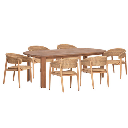 OUTDOOR DINING SET 7 PCS RAIKKO ACACIA WOOD & NATURAL ROPE
