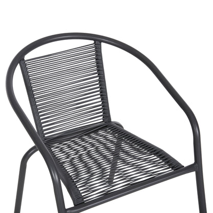 OUTDOOR DINING SET 3 PCS FIGO METAL & P.E. RATTAN IN GREY