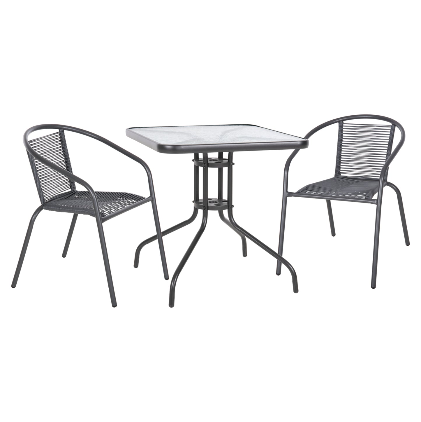 OUTDOOR DINING SET 3 PCS FIGO METAL & P.E. RATTAN IN GREY