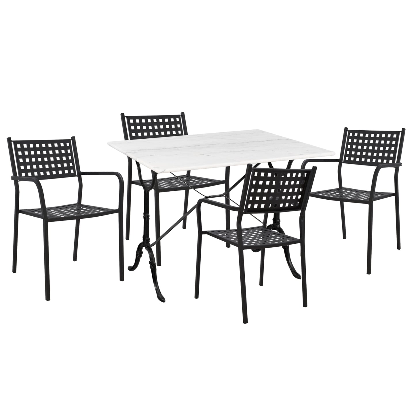 OUTDOOR DINING SET 5 PCS ZETA METAL MARBLE CAST IRON