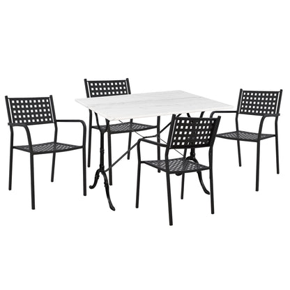 OUTDOOR DINING SET 5 PCS ZETA METAL MARBLE CAST IRON