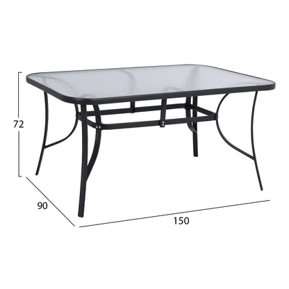 OUTDOOR DINING SET 5 PCS REDAN METAL TEXTILENE BLACK & DARK GREY