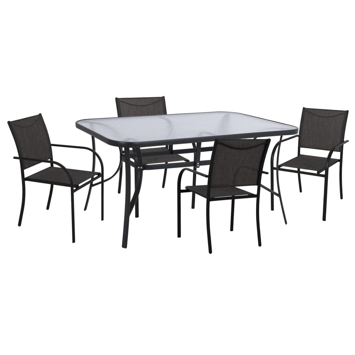 OUTDOOR DINING SET 5 PCS REDAN METAL TEXTILENE BLACK & DARK GREY
