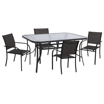 OUTDOOR DINING SET 5 PCS REDAN METAL TEXTILENE BLACK & DARK GREY