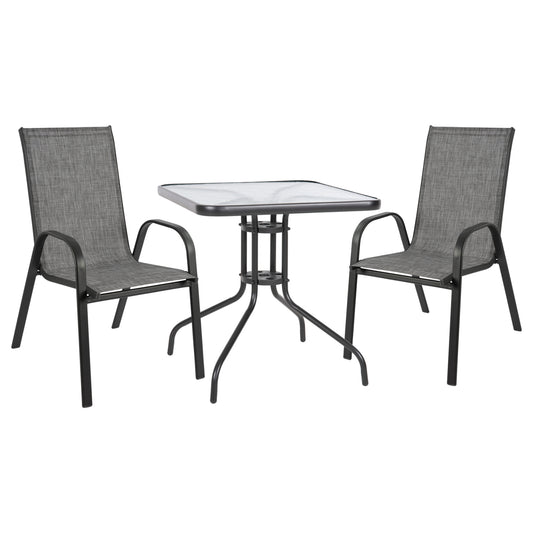DINING SET 3 PCS CHAIRS AND TABLE 70x70cm