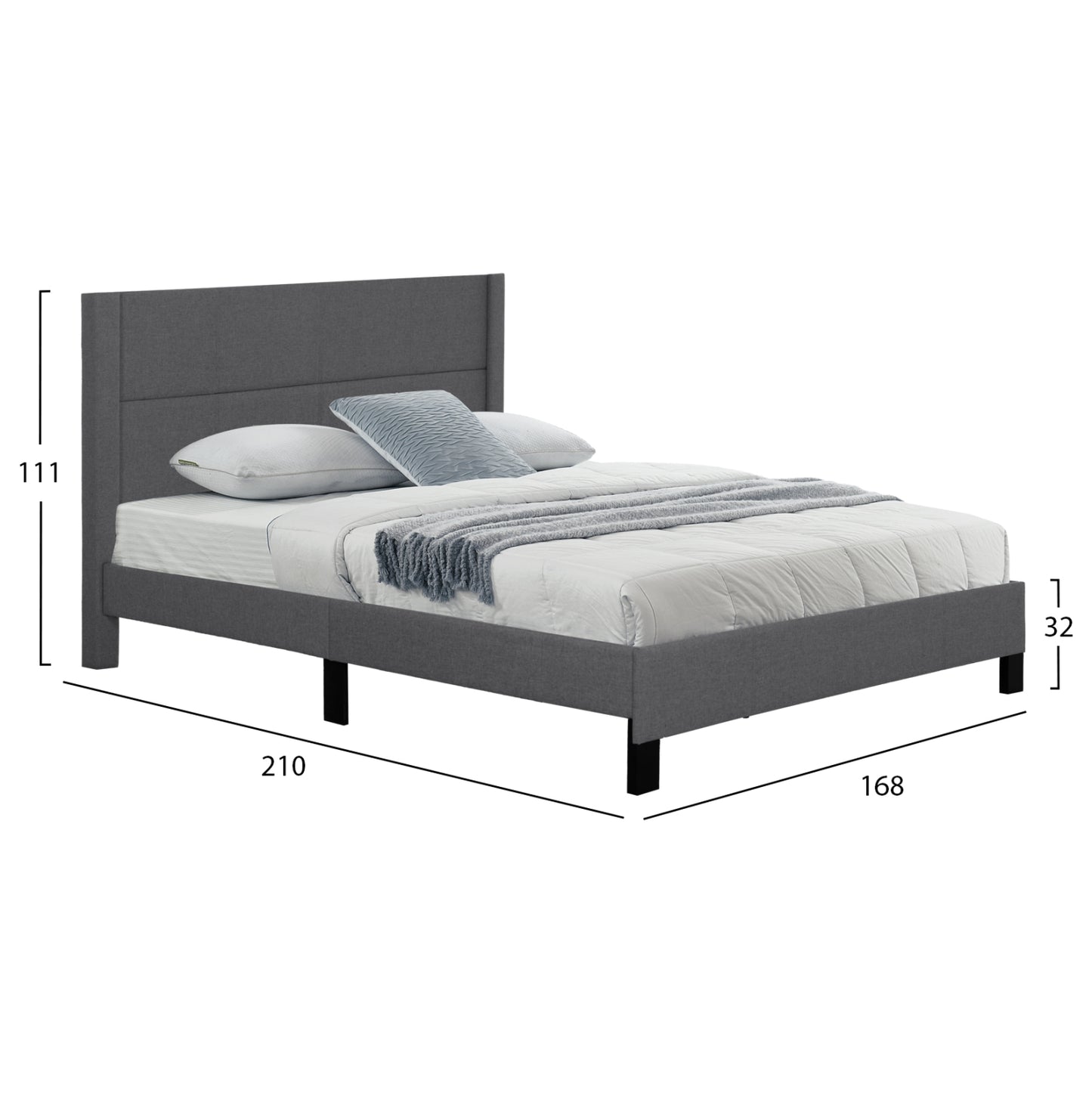 3 PC BEDROOM SET FABRIC GREY MELAMINE ZEBRANO